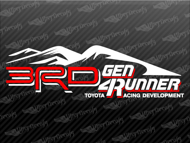 3RD GEN 4RUNNER Mountain Decal | Toyota Truck and Car Decals | Red & White