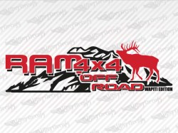 Dodge RAM 4X4 OFF ROAD Mountain Elk Wapiti Edition Decal | Dodge Truck and Car Decals | Vinyl Decals